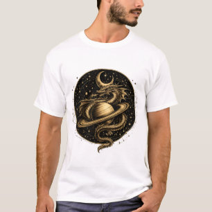 Celestial Dragon Saturn Fantasy Space Art T-Shirt