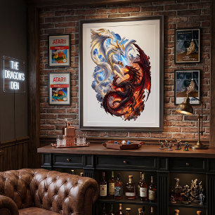 Celestial Dragon vs Infernal Dragon Epic Battle Poster