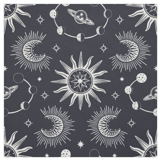Celestial dream black and white fabric (Swatch)