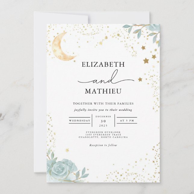 Celestial Dream Floral Wedding Invitation (Front)