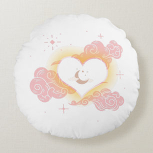 Celestial Dream Heart - Crescent Moon and Cloud Round Cushion