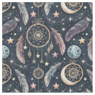 Celestial Dreamcatcher & Starry Night Art Pattern Fabric