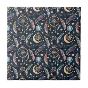 Celestial Dreamcatcher & Starry Night Art Pattern Tile