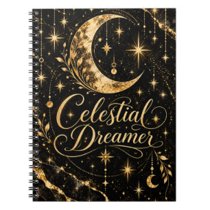 Celestial Dreamer Moon and Stars Notebook