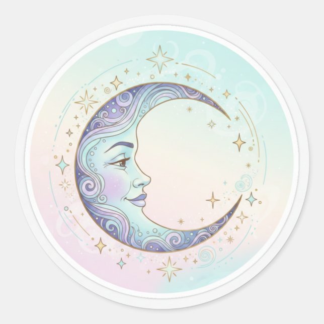 Celestial Dreamer: The Mystical Moon Sticker (Front)