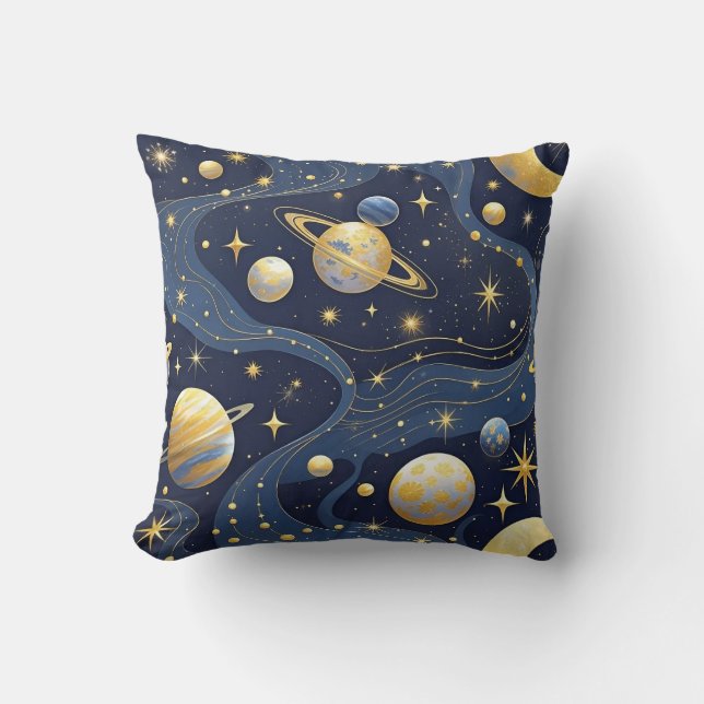 Celestial Dreams – Abstract Cosmic Seamless Patter Cushion (Front)
