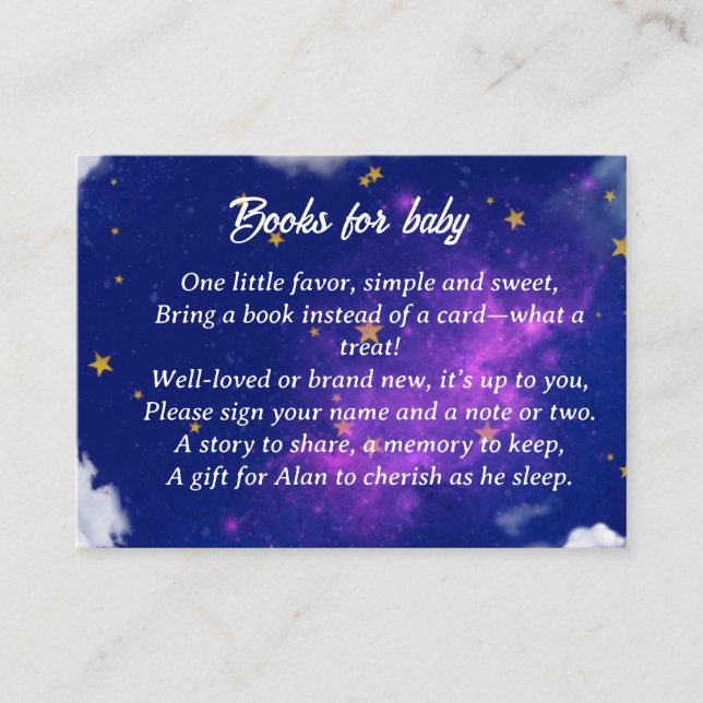 Celestial dreams baby shower Enclosure Card (Front)