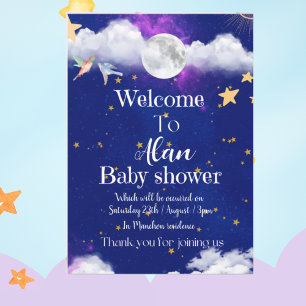 Celestial dreams blue baby shower invitation