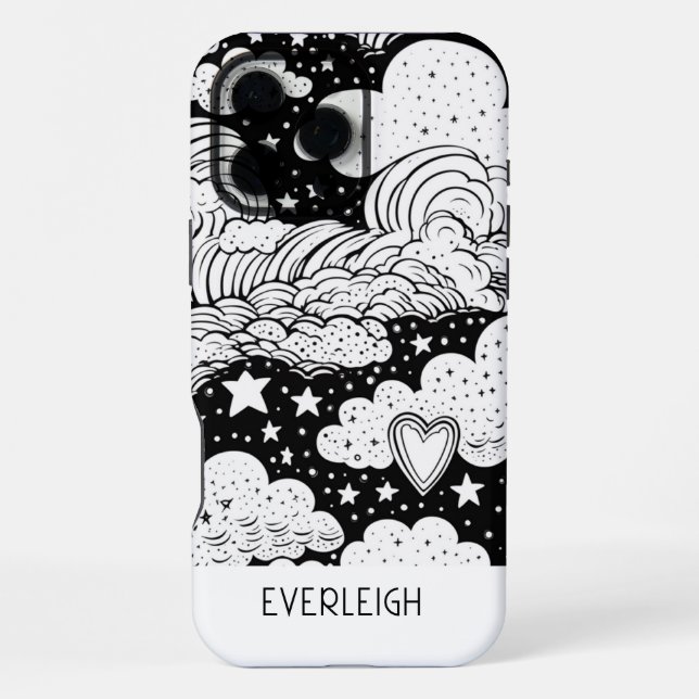 Celestial Dreams Doodles Personalised iPhone Case (Back)