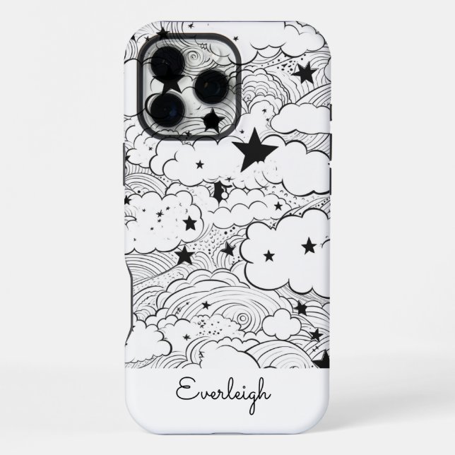 Celestial Dreams Doodles Personalised iPhone Case (Back)
