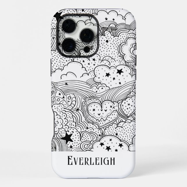 Celestial Dreams Doodles Personalised iPhone Case (Back)