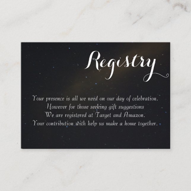 Celestial Dreams Registry Enclosure Card (Front)