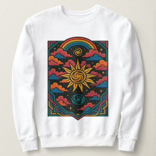 Celestial Dreams – Retro Sun & Rainbow Tarot Art Sweatshirt