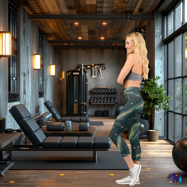 Celestial Dreams: Starry Night Abstract Pattern Capri Leggings (Creator Uploaded)