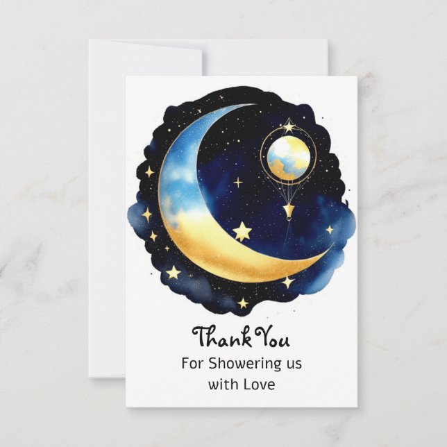 Celestial Dreamscape Boy Baby Shower Thank You Card (Front)