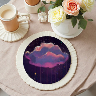 Celestial Dreamy Cloud Round Paper Coaster