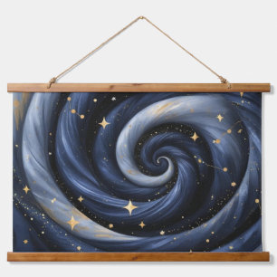 Celestial Drift – Where Stars Whisper in Gold Hanging Tapestry