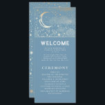 Celestial Dusty Blue and Gold Wedding Programs Programme<br><div class="desc">Celestial dusty blue wedding programs with the ceremony and wedding party information for guests</div>