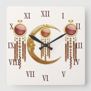 Celestial Elegance 3D New Age Square Wall Clock