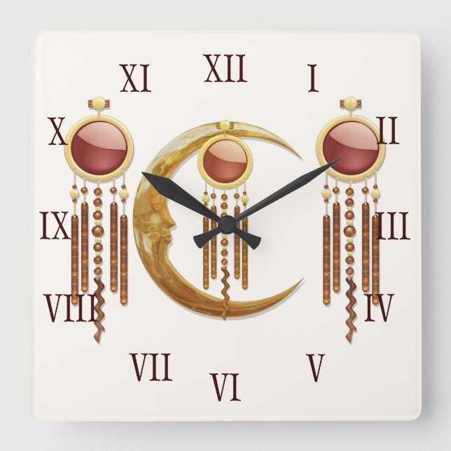 Celestial Elegance 3D New Age Square Wall Clock (Front)