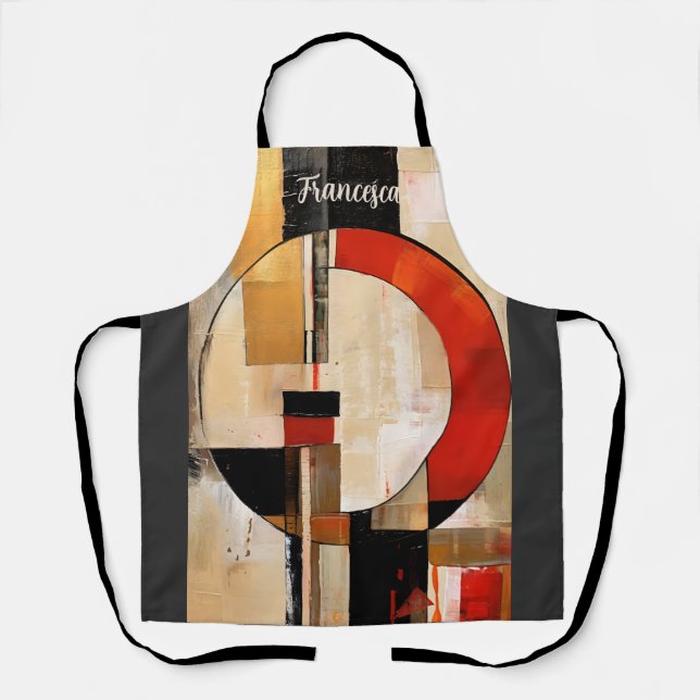 Celestial Elegance: Abstract Exploration in Beige Apron (Front)