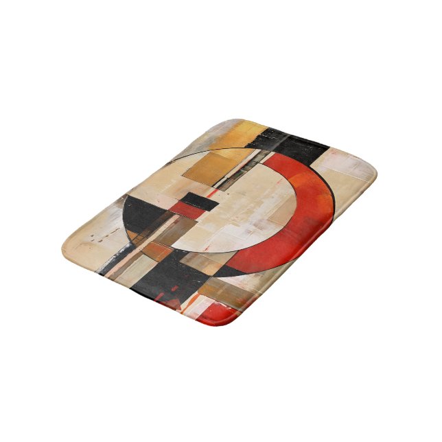 Celestial Elegance: Abstract Exploration in Beige Bath Mat (Angled)