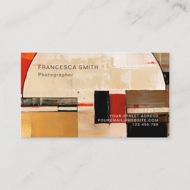Celestial Elegance: Abstract Exploration in Beige Business Card (Front)