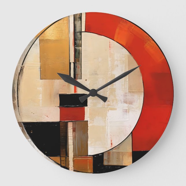 Celestial Elegance: Abstract Exploration in Beige Large Clock (Front)