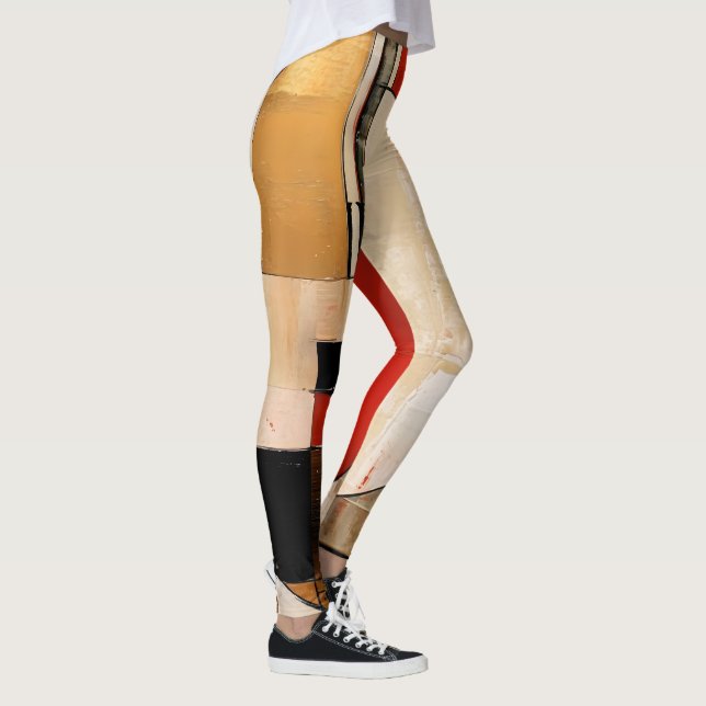 Celestial Elegance: Abstract Exploration in Beige Leggings (Right)