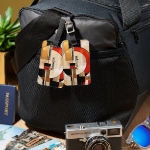 Celestial Elegance: Abstract Exploration in Beige Luggage Tag
