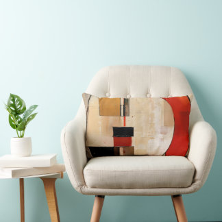 Celestial Elegance: Abstract Exploration in Beige Lumbar Cushion