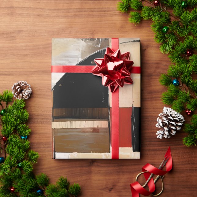 Celestial Elegance: Abstract Exploration in Beige Wrapping Paper (Holiday Gift)