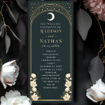 Celestial Elegant Arch Art Nouveau Wedding Programme<br><div class="desc">Elevate your event with our Art Nouveau-inspired program! Featuring a radiant golden arch, shimmering stars, and delicate white flowers set against a deep blue background, this design adds timeless elegance to your table. It's perfect for weddings, galas, and upscale gatherings! Please note that the gold on this product is NOT...</div>