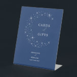 Celestial Elegant Moon Wedding Cards and Gifts Pedestal Sign<br><div class="desc">Invite your guests to a night of romance and starlight with this celestial elegant moon wedding cards and gifts pedestal sign from the Celestial Elegant Wedding Collection. Featuring a deep navy background adorned with twinkling stars and refined typography, this modern celestial design is perfect for couples who love a minimalist...</div>