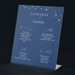 Celestial Elegant Navy Blue Wedding Drinks Bar Pedestal Sign<br><div class="desc">Invite your guests to a night of romance and starlight with this celestial elegant navy blue wedding drinks bar pedestal sign from the Celestial Elegant Wedding Collection. Featuring a deep navy blue background adorned with twinkling stars and refined typography, this modern celestial design is perfect for couples who love a...</div>
