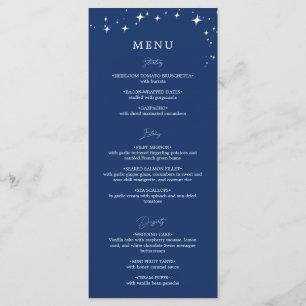 Celestial Elegant Navy Blue Wedding Flat Menu