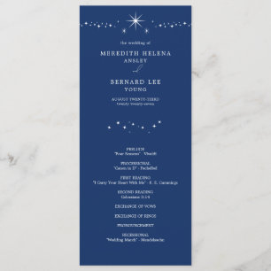 Celestial Elegant Stars Navy Blue Wedding Flat Programme