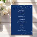 Celestial Elegant Wedding Blue Rehearsal Dinner Invitation<br><div class="desc">Invite your guests to a night of romance and starlight with this Celestial Elegant Wedding Blue Rehearsal Dinner Invitation from the Celestial Elegant Wedding Collection. Featuring a deep navy blue background adorned with twinkling stars and refined typography, this modern celestial design is perfect for couples who love a minimalist yet...</div>