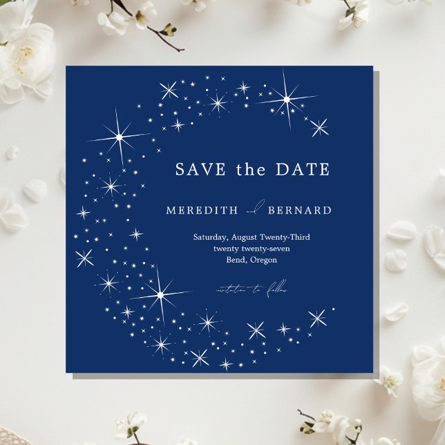 Celestial Elegant Wedding Moon Blue Save The Date (Creator Uploaded)