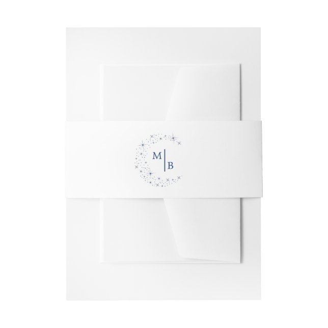 Celestial Elegant Wedding Moon Monogram Invitation Belly Band (Front Example)