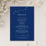 Celestial Elegant Wedding Navy Blue Details Enclosure Card<br><div class="desc">Invite your guests to a night of romance and starlight with this Celestial Elegant Wedding Navy Blue Details Enclosure Card from the Celestial Elegant Wedding Collection. Featuring a deep navy blue background adorned with twinkling stars and refined typography, this modern celestial design is perfect for couples who love a minimalist...</div>