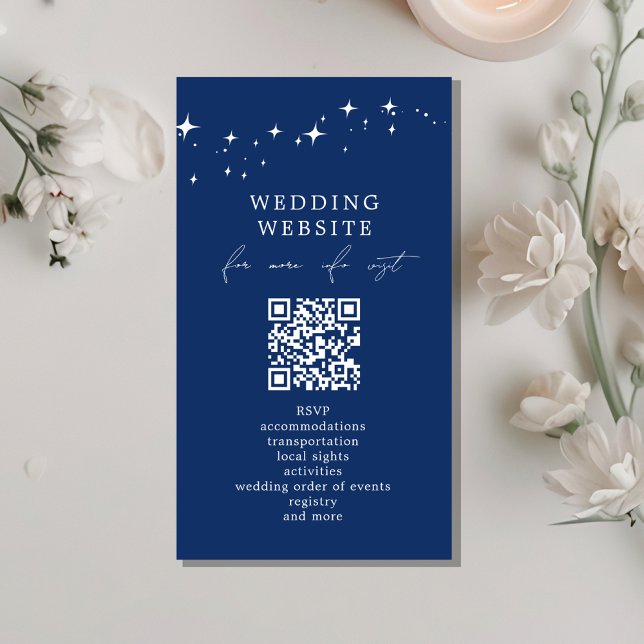 Celestial Elegant Wedding QR Code Website Details Enclosure Card (Creator Uploaded)