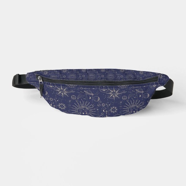 Celestial Elements on Navy   Bum Bags (Front)