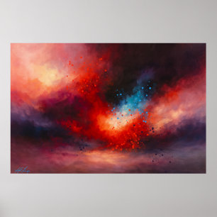 Celestial Emberfall Abstract Poster