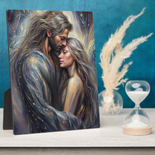 Celestial Embrace Romantic Starry Night Plaque