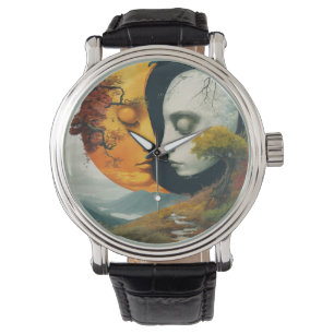 "Celestial Embrace: Sun & Moon Wrist Watch" Watch