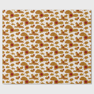 Celestial Engraving Toile (Crimson Eclipse) Wrapping Paper