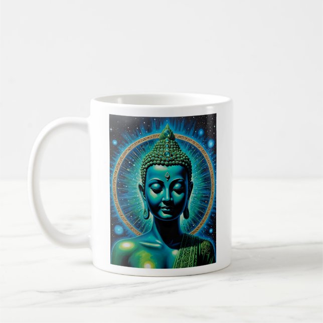 Celestial Enlightened Buddha Glow Art T Shirt Coffee Mug (Left)