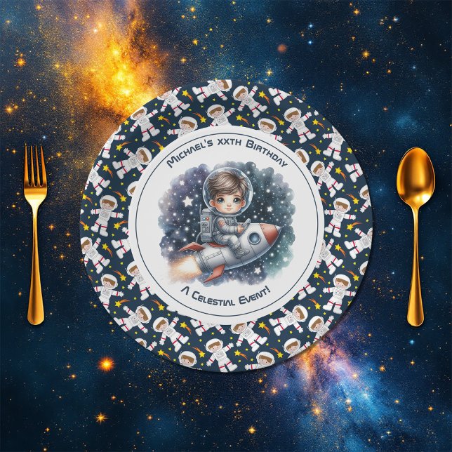 Celestial Event Space themed Birthday Party Paper Plate (Celestial Event Space themed Birthday Party Paper Plates)