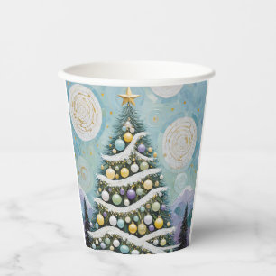 Celestial Evergreens & Golden Orbs Paper Cups